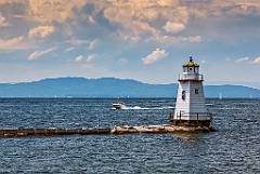 Burlington Breakwater North Lighthouse On Lake Champlain VT